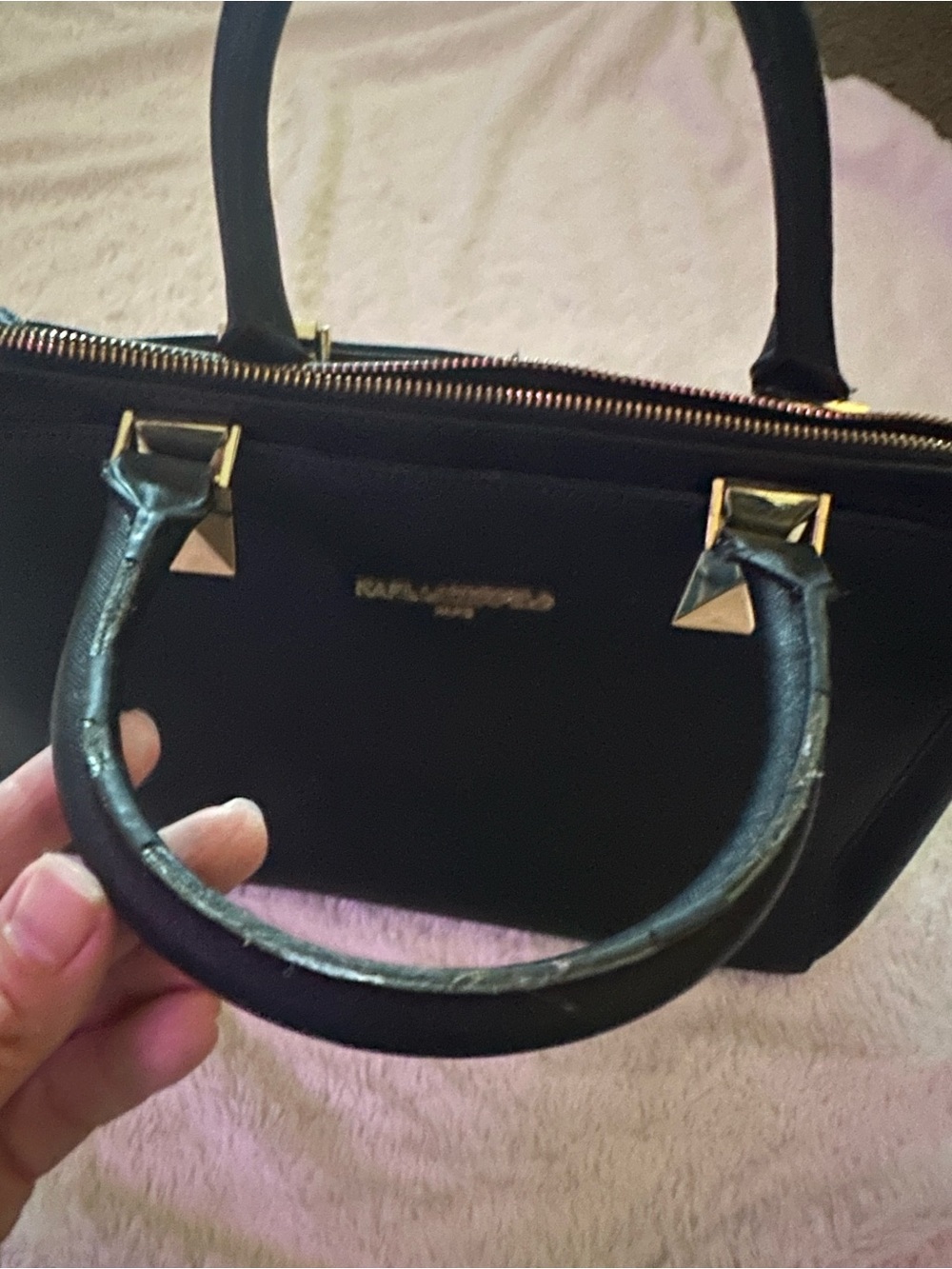KARL LAGERFELD PARIS Black Structured Satchel